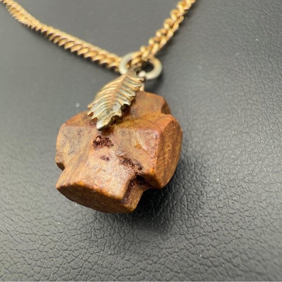 Dainty Wooden Cross Pendant Necklace - Picture 3 of 15